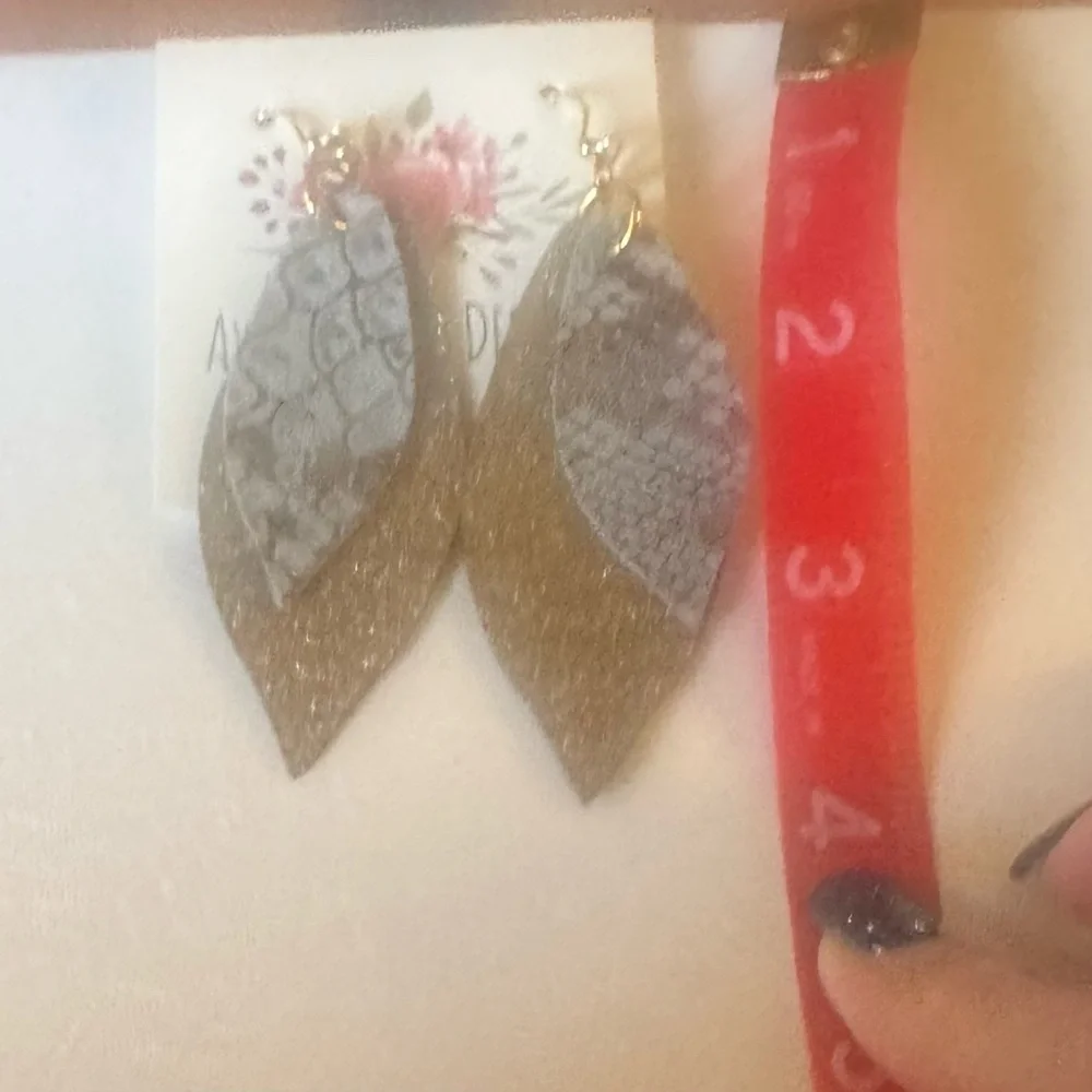 Averee Grace Designs Gold and reptile print leather earrings NWT